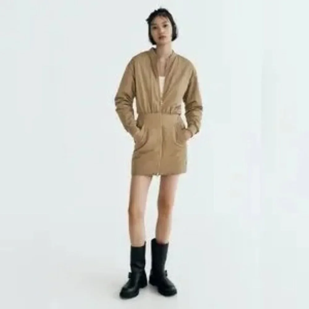 Zara NWT Puff Bomber Full Zip Mini Dress XS MINIMALIST QUIET FLEX MODERN COUTURE - Picture 4 of 17